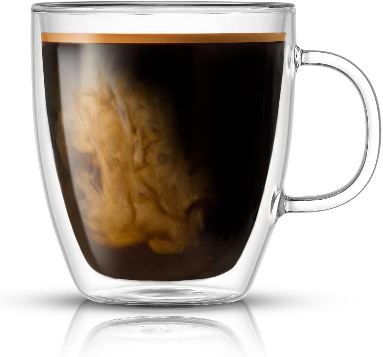 JoyJolt Savor Double Wall Insulated Glasses – Coffee Mugs (Set of 2) – 13.5-Ounces