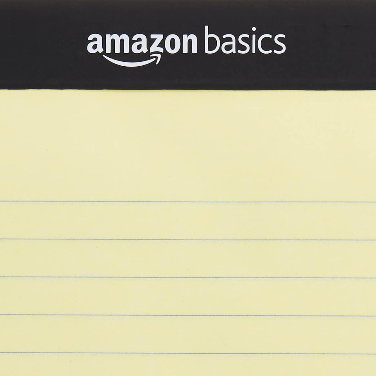 Amazon Basics Wide Ruled Lined Writing Pads, 8.5″ x 11.75″, Canary, 12-Pack of 50 Perforated Sheets, Sturdy Backing