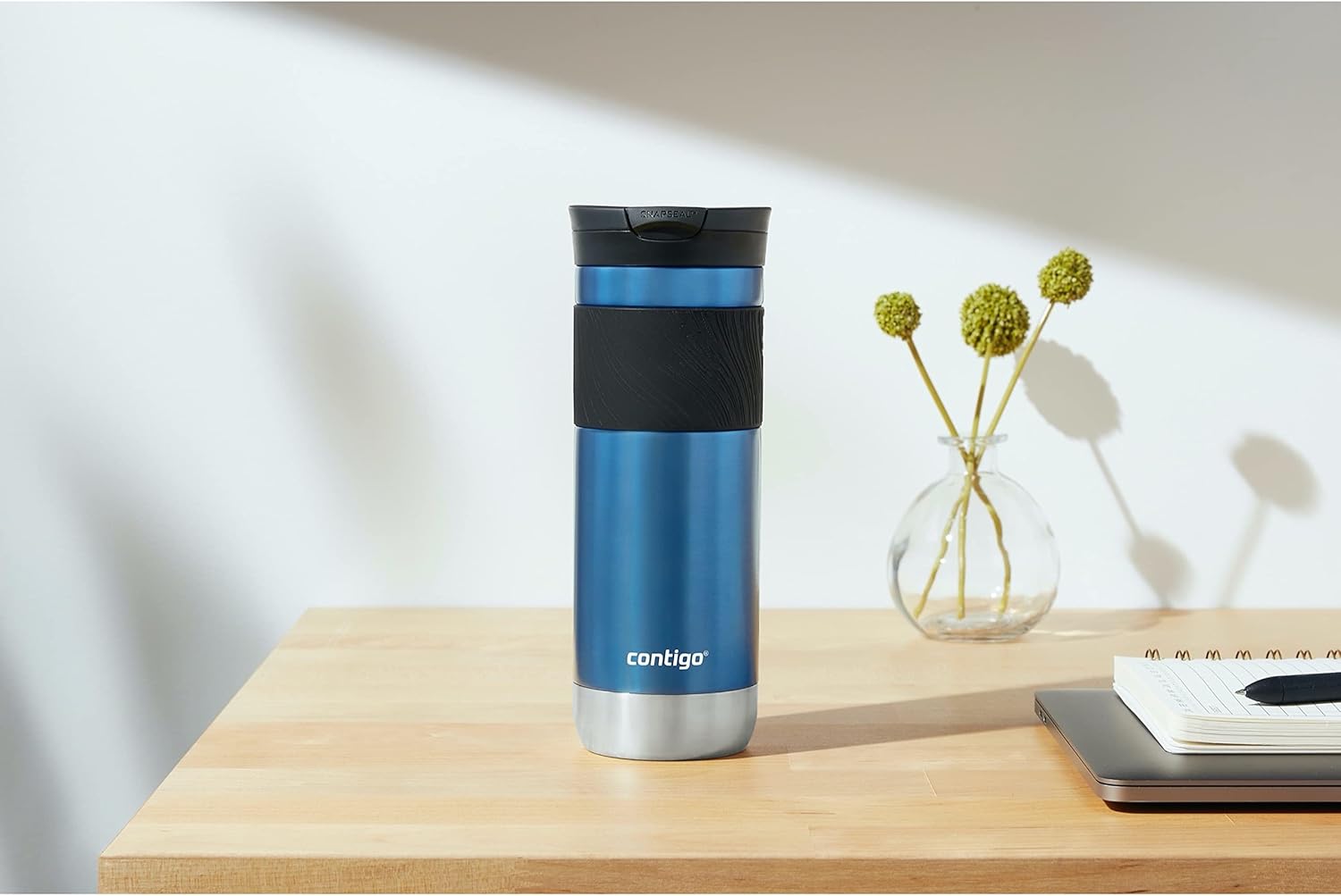 Contigo Byron Vacuum-Insulated Stainless Steel Travel Mug, 20oz – Leak-Proof Lid, BPA-Free, Blue Corn – Perfect Reusable Cup for Coffee or Water; hot and cold beverage holder