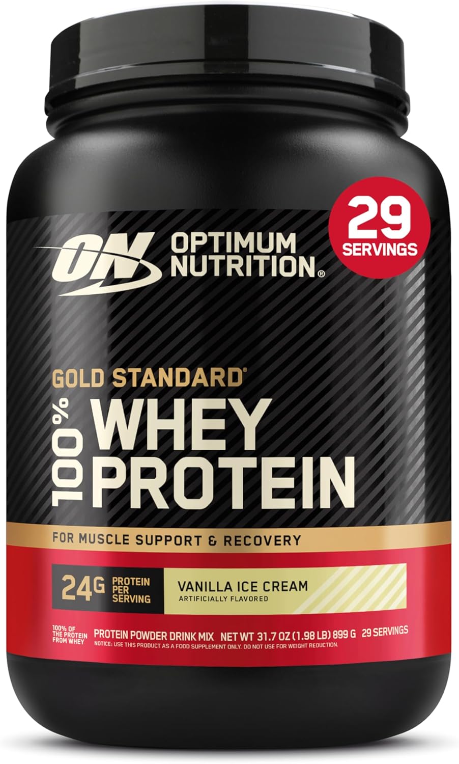 Optimum Nutrition Gold Standard 100% Whey Protein Powder, Vanilla Ice Cream, 2 Pound (Packaging May Vary) (Pack of 6)