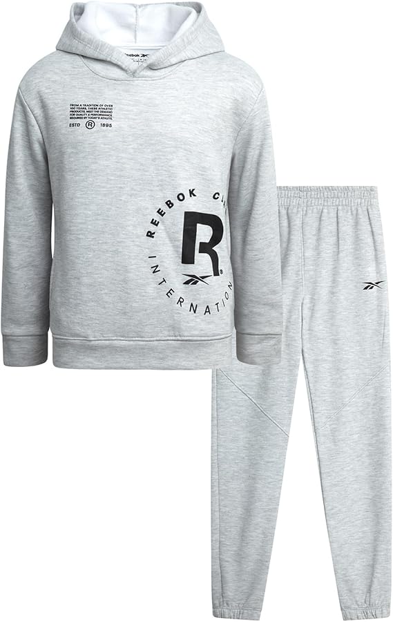 Reebok Boys Sweatsuit Set – 2 Piece Athletic Joggers Set with Fleece Pullover Hoodie Sweatshirt and Active Boys Sweatpants