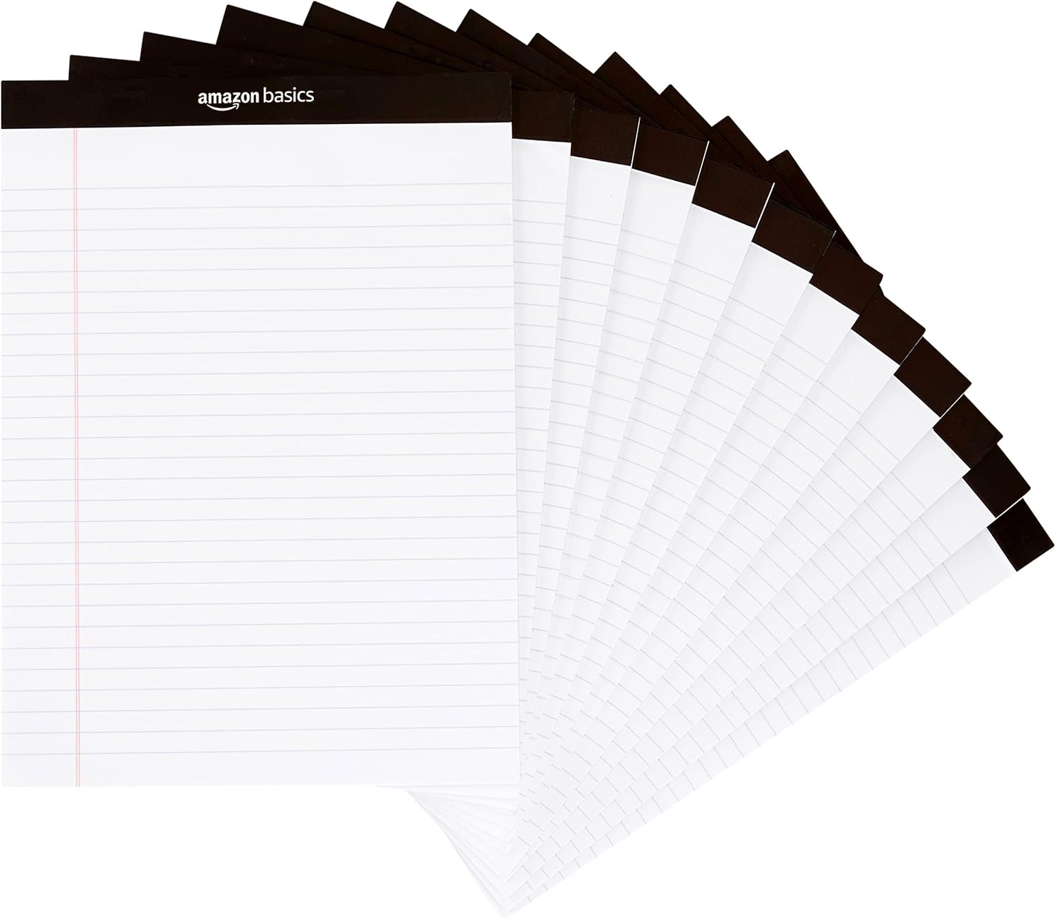 Amazon Basics Wide Ruled Lined Writing Note Pads for Office Supplies, 8.5″ x 11.75″, White, 12-Pack of 50 Perforated Sheets