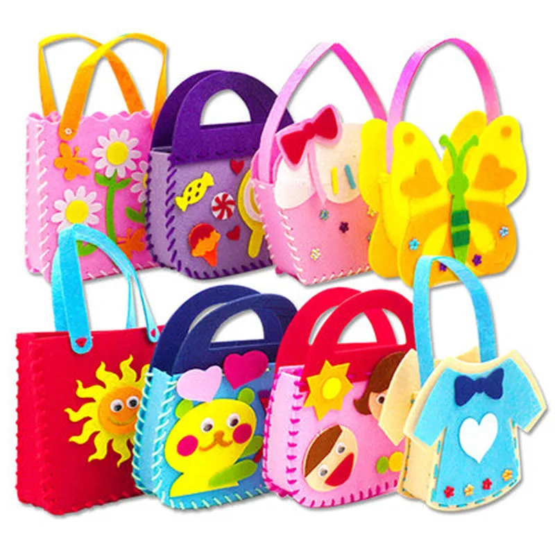 3PCS Felt Handbag DIY Craft Toys Purse Making Kit Creative Gifts for Kids Teens Boys Girls Birthday Party Favors
