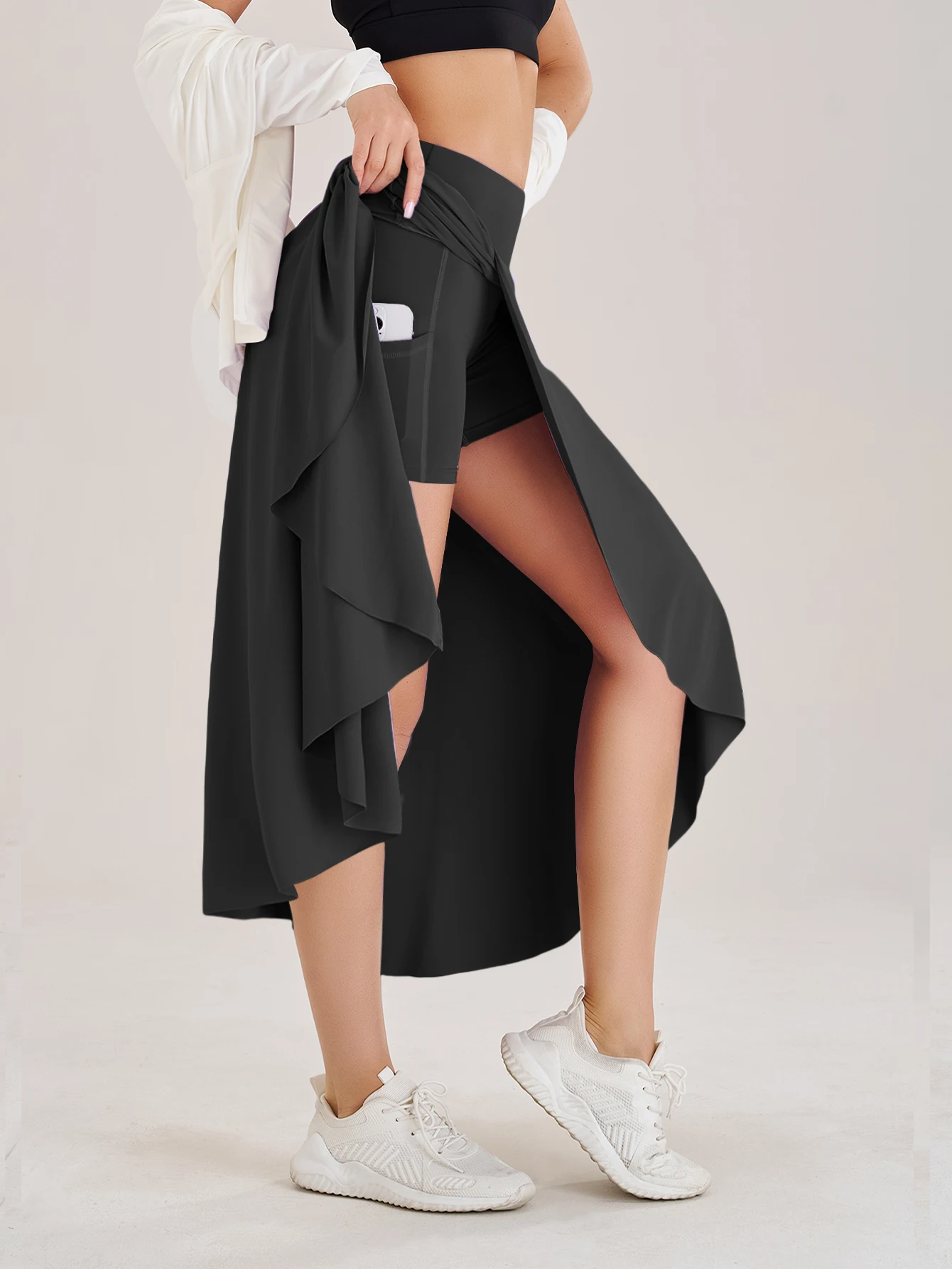 Summer Women Golf Tennis Dance Fitness Long Skirts Quick Drying Solid Female Lining High Waist Long Skirts Shorts