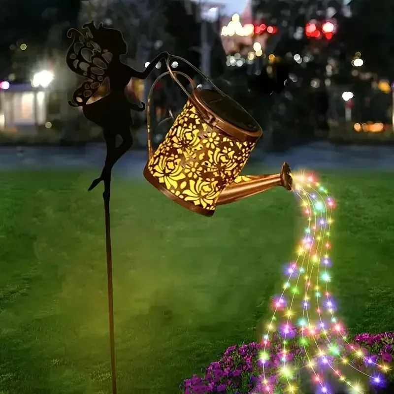 1pc Solar Watering Can with Lights,Solar Lanterns Outdoor Hanging Waterproof Garden Decor,Solar Garden Lights Yard Decorations