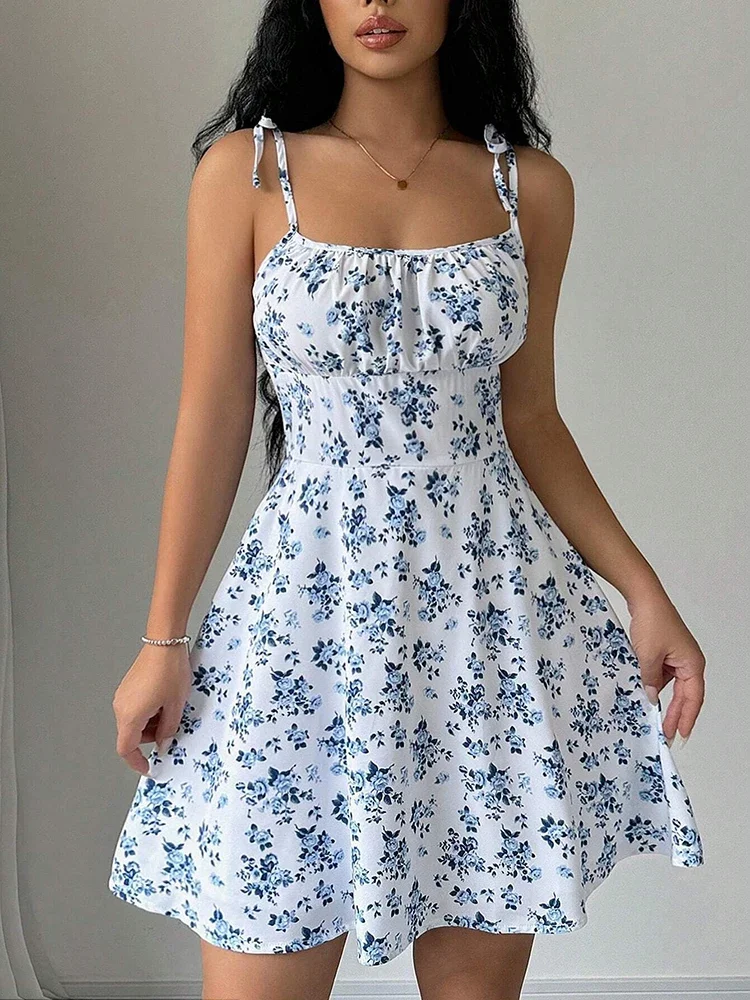 Women’s Summer Floral Spaghetti Strap Beach Short Dress,Womens Dresses,Woman Clothing,Woman Clothes,Sundress,New In Dress 2025