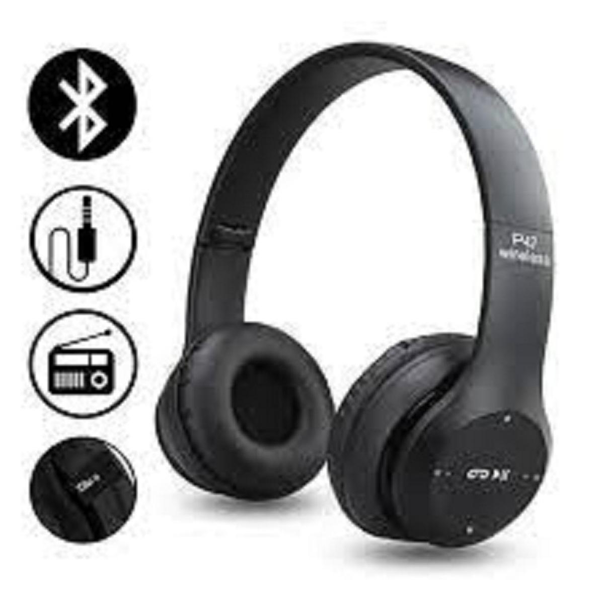 P47 Bluetooth Headphones – Stereo Sound, FM Radio & TF Card Support