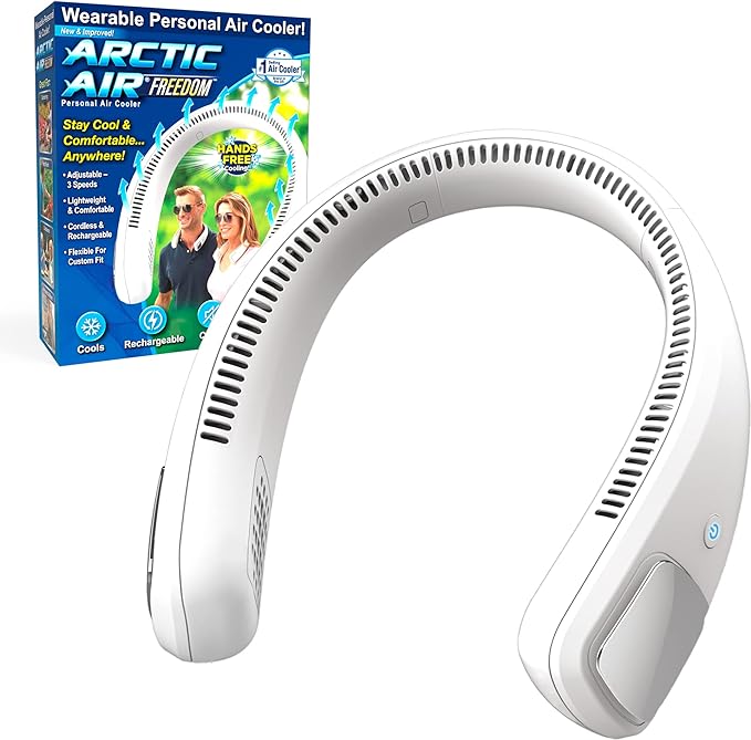 arctic air freedom wearable neck fan & air purifier | usb rechargeable 3 speed personal cooler for indoor outdoor travel arctic air freedom wearable neck fan & air purifier | usb rechargeable 3 speed personal cooler for indoor outdoor travel