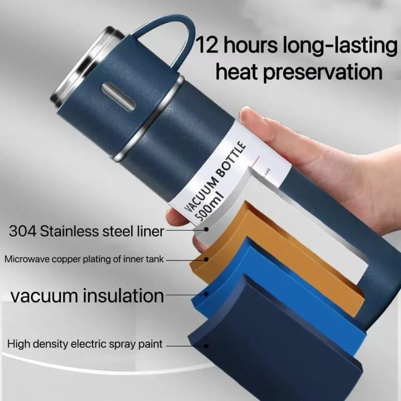 3 cup 500ml double layer stainless steel vacuum flask set | hot & cold | travel thermos 3 cup 500ml double layer stainless steel vacuum flask set | hot & cold | travel thermos