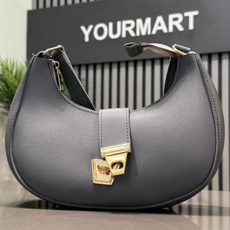 crescent luxury faux leather shoulder bag | dark gray elegant handbag for women crescent luxury faux leather shoulder bag | dark gray elegant handbag for women