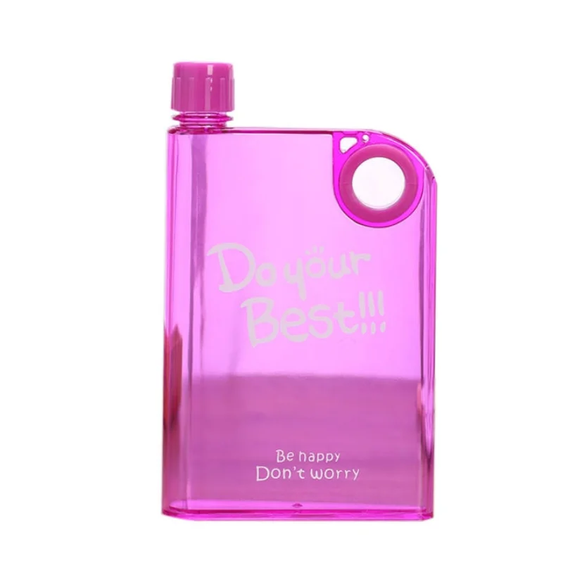 pink ultra slim notebook style water bottle 380ml | portable memo bottle for travel, school & office pink ultra slim notebook style water bottle 380ml | portable memo bottle for travel, school & office