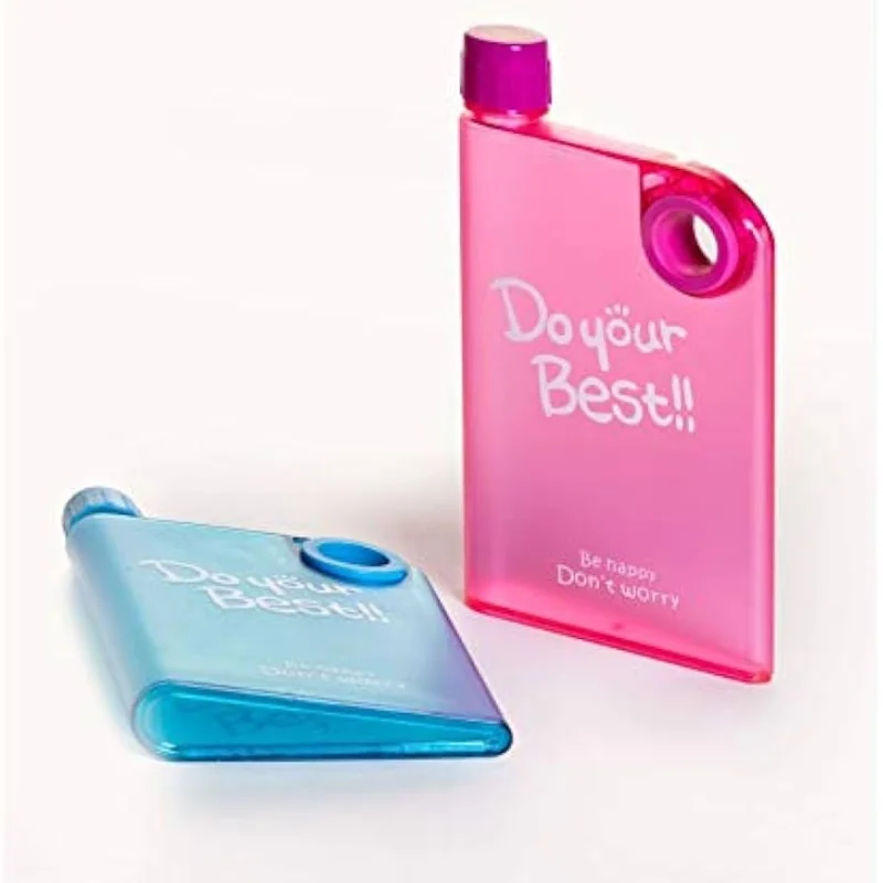 pink ultra slim notebook style water bottle 380ml | portable memo bottle for travel, school & office pink ultra slim notebook style water bottle 380ml | portable memo bottle for travel, school & office