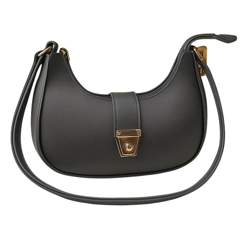 crescent luxury faux leather shoulder bag | dark gray elegant handbag for women crescent luxury faux leather shoulder bag | dark gray elegant handbag for women