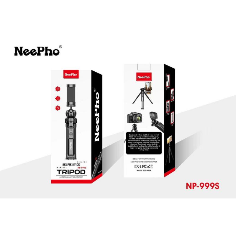 neepho np 999s 2 in 1 selfie stick & tripod | adjustable height, bluetooth remote | universal smartphone & camera mount | lightweight & portable neepho np 999s 2 in 1 selfie stick & tripod | adjustable height, bluetooth remote | universal smartphone & camera mount | lightweight & portable