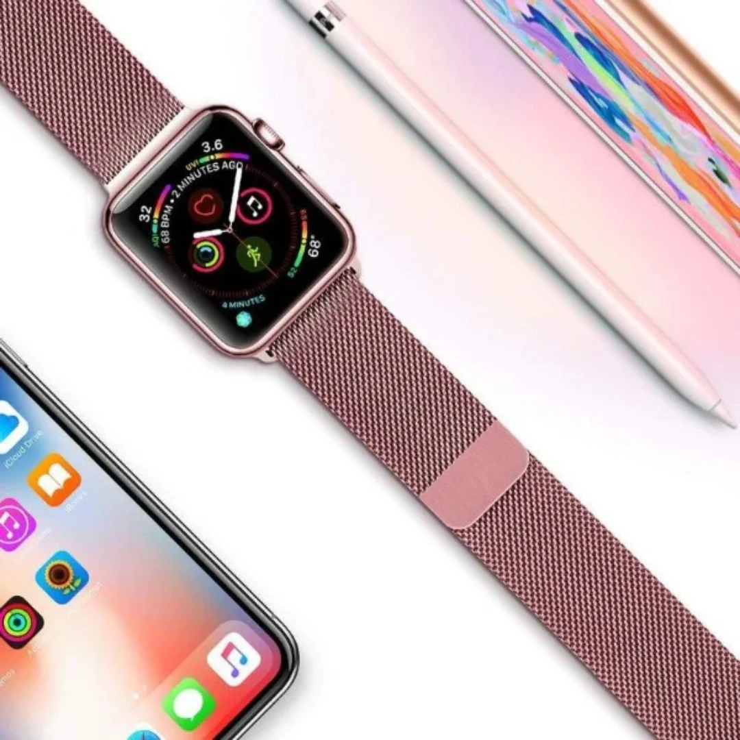 rose pink | apple watch milanese magnetic loop strap | stainless steel band | 42mm / 44mm / 45mm rose pink | apple watch milanese magnetic loop strap | stainless steel band | 42mm / 44mm / 45mm