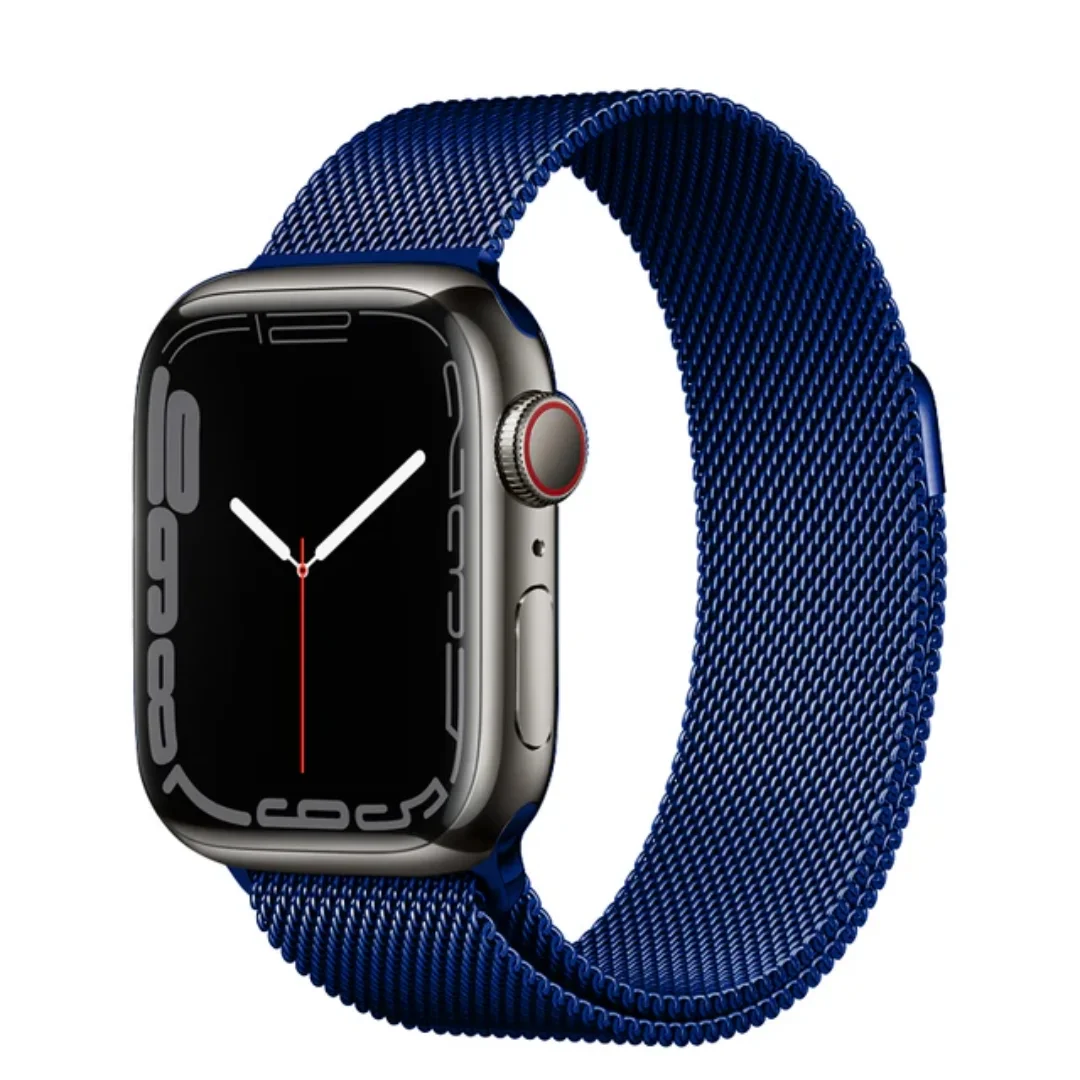 blue | apple watch milanese magnetic loop strap | stainless steel band | 42mm / 44mm / 45mm blue | apple watch milanese magnetic loop strap | stainless steel band | 42mm / 44mm / 45mm