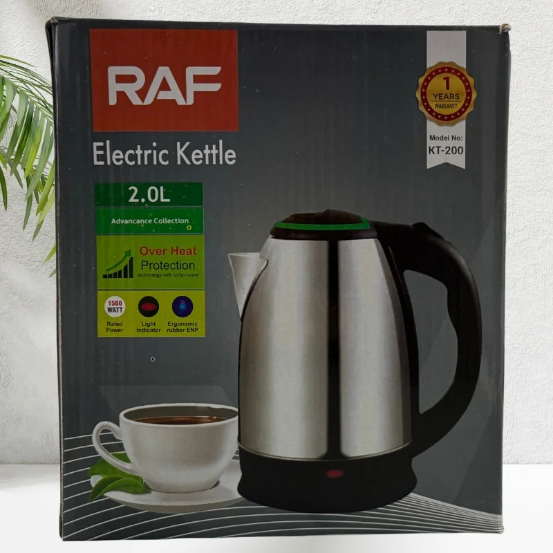 raf kt 200 automatic electric kettle 2 liter stainless steel cordless 1500w with overheat protection raf kt 200 automatic electric kettle 2 liter stainless steel cordless 1500w with overheat protection