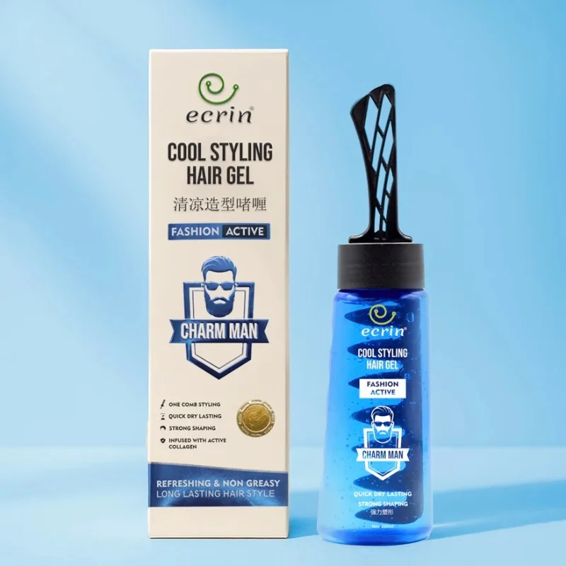 ecrin cool styling hair gel 280ml with active collagen strong hold & cool fresh effect ecrin cool styling hair gel 280ml with active collagen strong hold & cool fresh effect