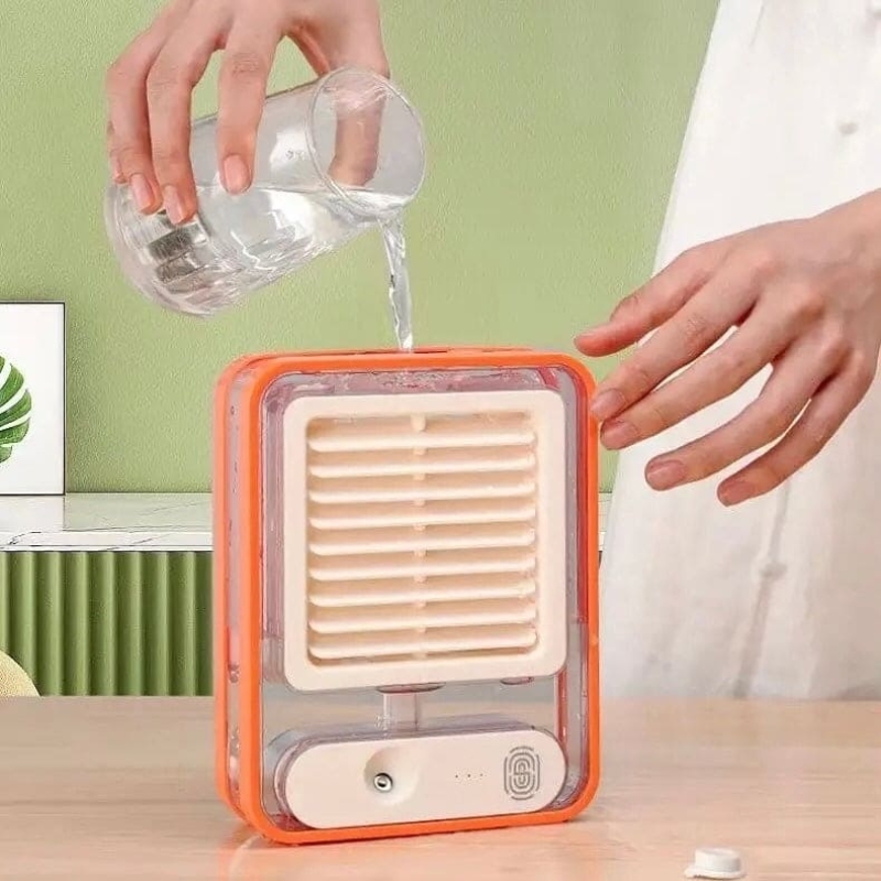 portable usb air cooler fan – 3 speed, mist spray, rechargeable | random color portable usb air cooler fan – 3 speed, mist spray, rechargeable | random color