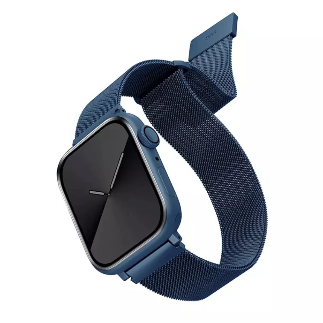 blue | apple watch milanese magnetic loop strap | stainless steel band | 42mm / 44mm / 45mm blue | apple watch milanese magnetic loop strap | stainless steel band | 42mm / 44mm / 45mm