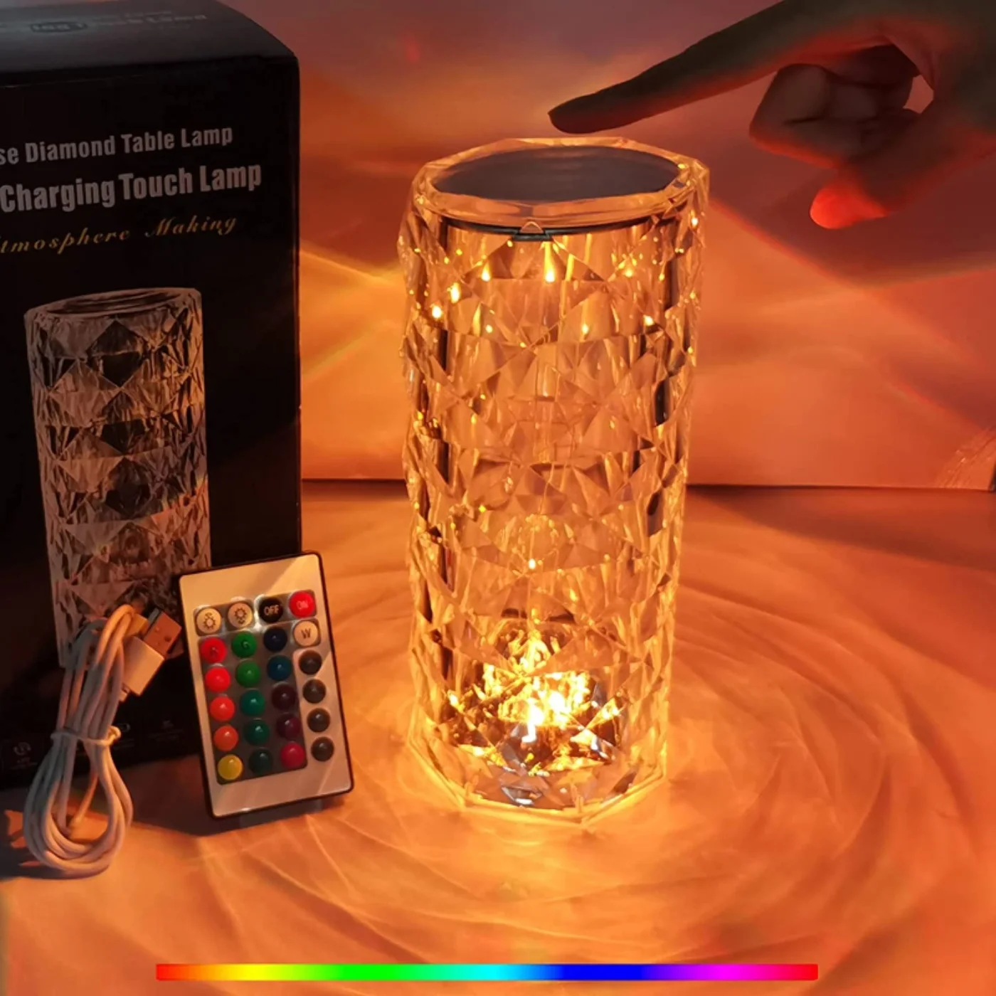 16 colors diamond rose crystal touch lamp | usb rechargeable bedside lamp with remote 16 colors diamond rose crystal touch lamp | usb rechargeable bedside lamp with remote