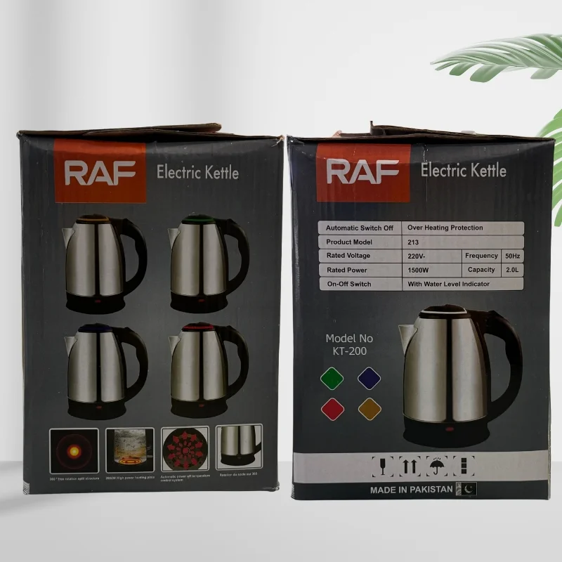 raf kt 200 automatic electric kettle 2 liter stainless steel cordless 1500w with overheat protection raf kt 200 automatic electric kettle 2 liter stainless steel cordless 1500w with overheat protection