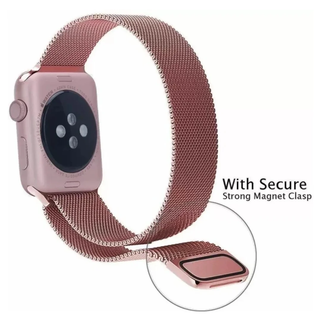 rose pink | apple watch milanese magnetic loop strap | stainless steel band | 42mm / 44mm / 45mm rose pink | apple watch milanese magnetic loop strap | stainless steel band | 42mm / 44mm / 45mm