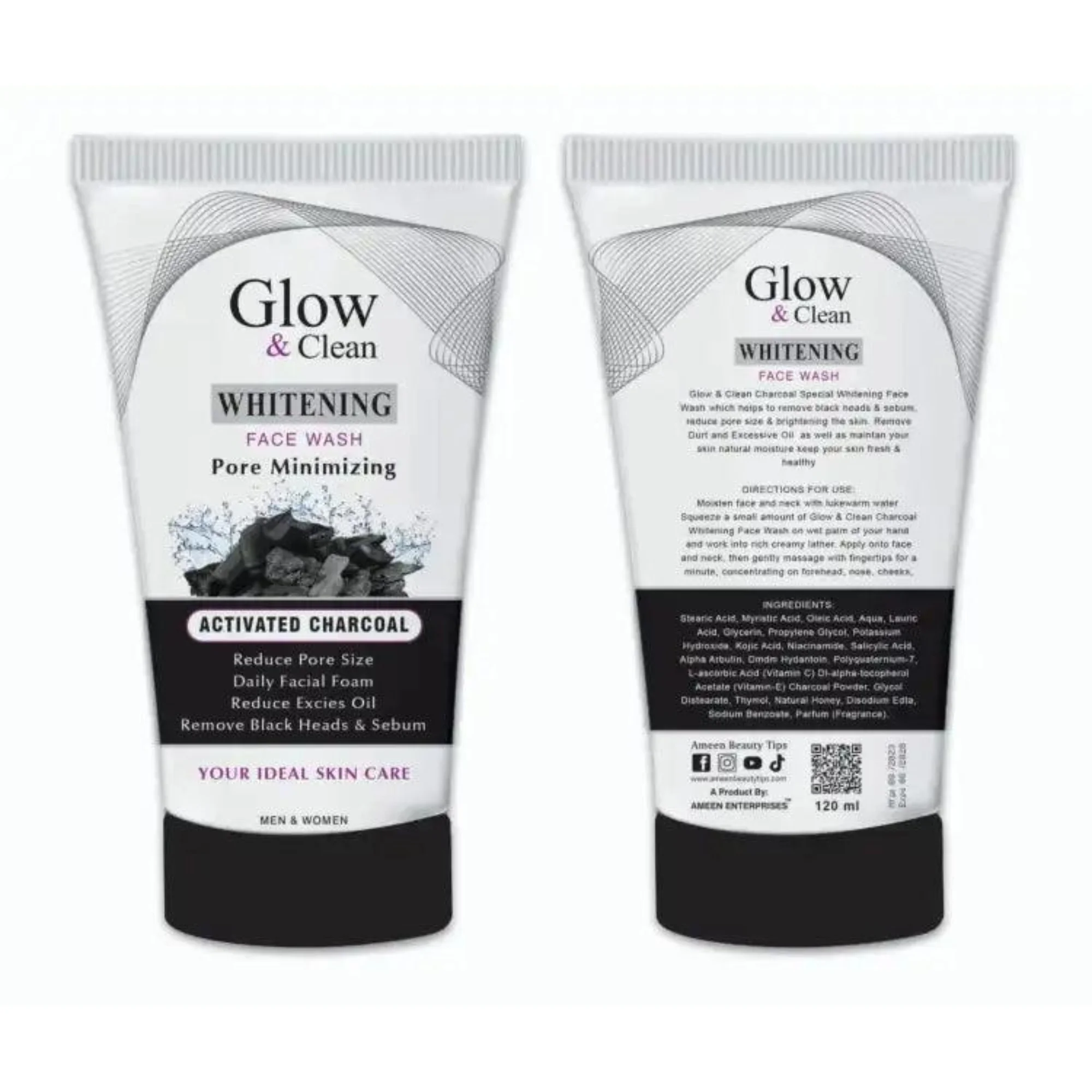 glow & clean charcoal face wash | deep cleansing oil control & pore care glow & clean charcoal face wash | deep cleansing oil control & pore care