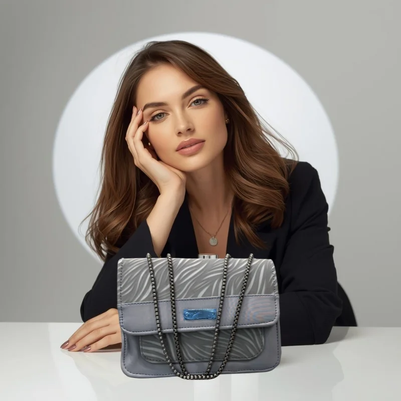 luxury women’s shoulder bag in grey faux leather for casual, work, and formal use luxury women’s shoulder bag in grey faux leather for casual, work, and formal use
