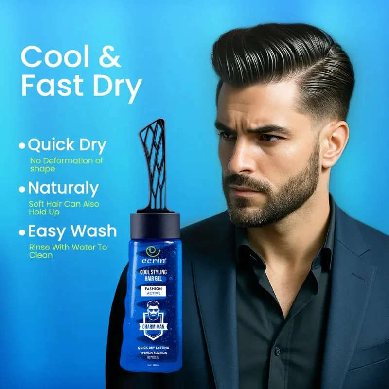 ecrin cool styling hair gel 280ml with active collagen strong hold & cool fresh effect ecrin cool styling hair gel 280ml with active collagen strong hold & cool fresh effect
