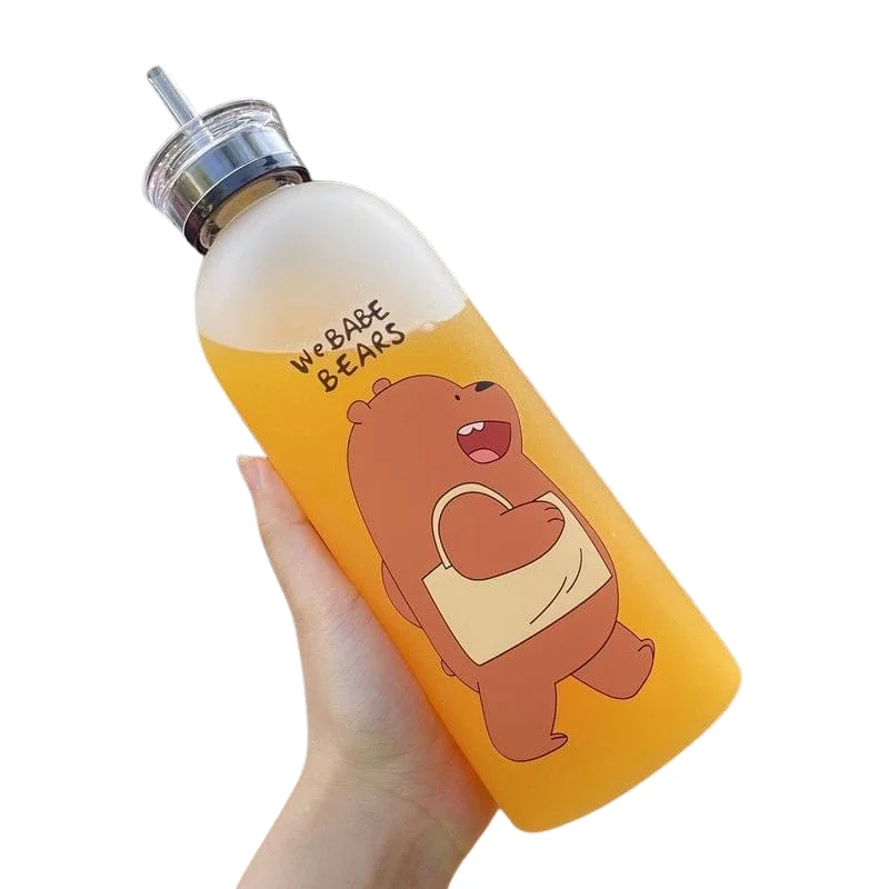 we babe bears frosted plastic water bottle with straw 1000ml | leakproof bpa free cute hydration bottle we babe bears frosted plastic water bottle with straw 1000ml | leakproof bpa free cute hydration bottle