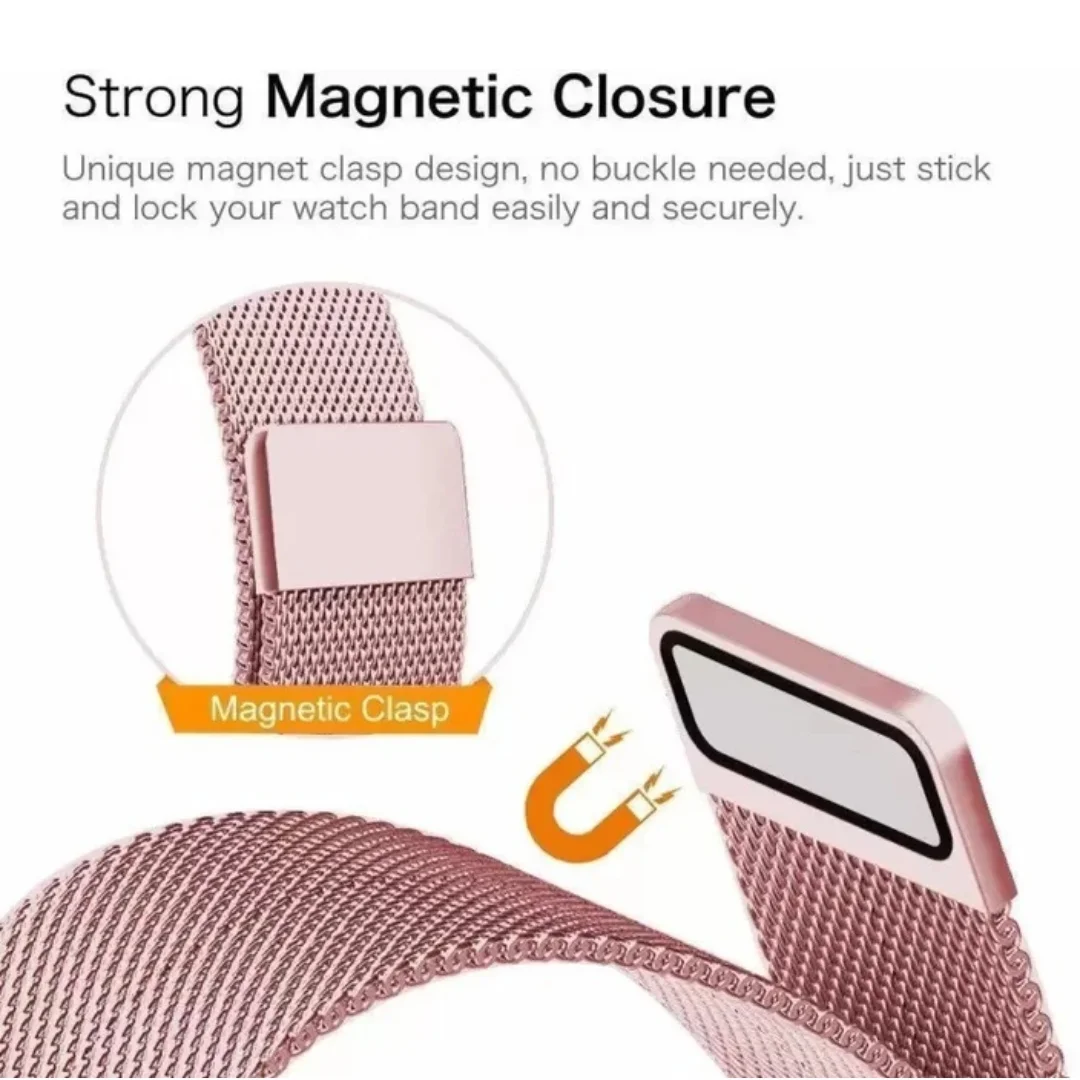 rose pink | apple watch milanese magnetic loop strap | stainless steel band | 42mm / 44mm / 45mm rose pink | apple watch milanese magnetic loop strap | stainless steel band | 42mm / 44mm / 45mm