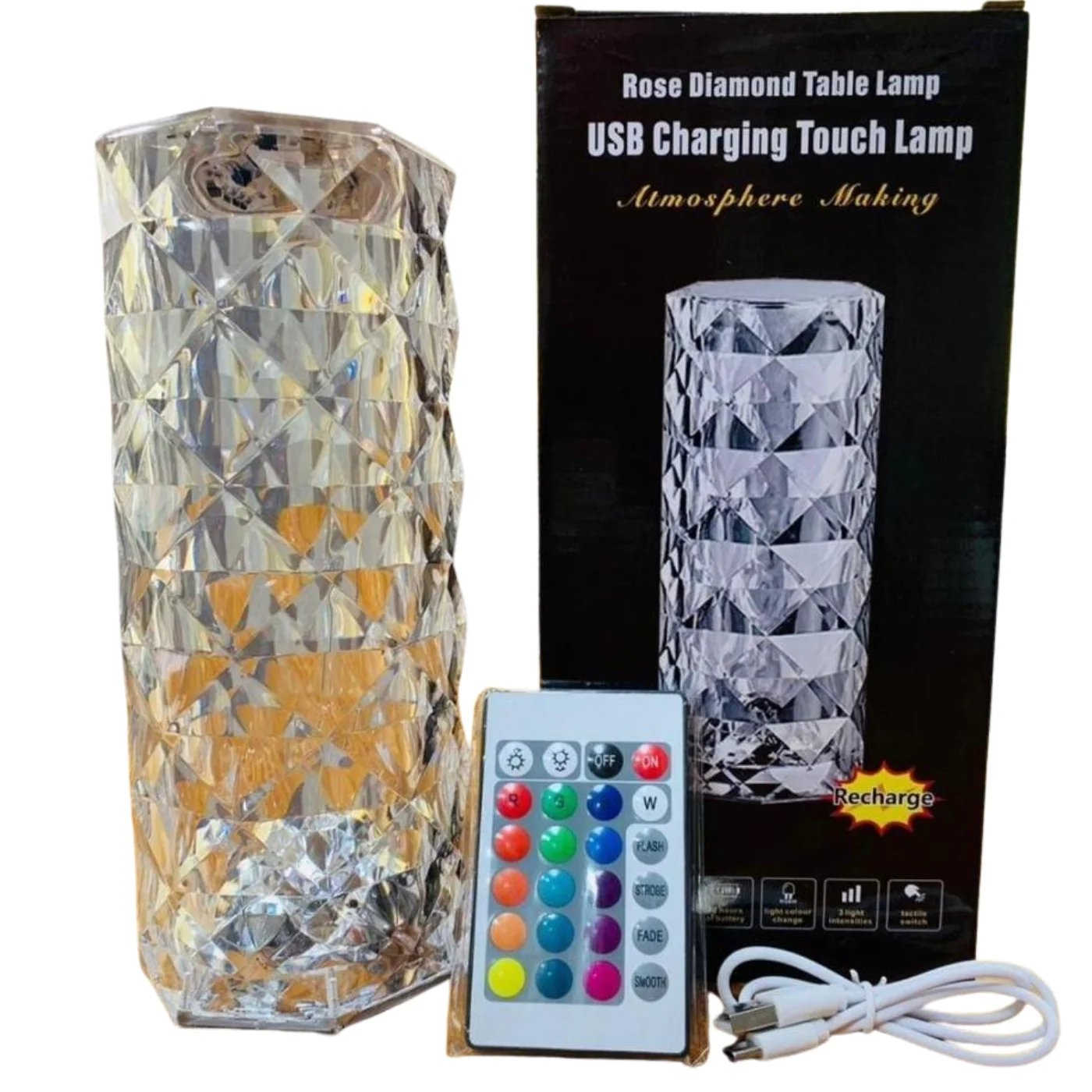16 colors diamond rose crystal touch lamp | usb rechargeable bedside lamp with remote 16 colors diamond rose crystal touch lamp | usb rechargeable bedside lamp with remote