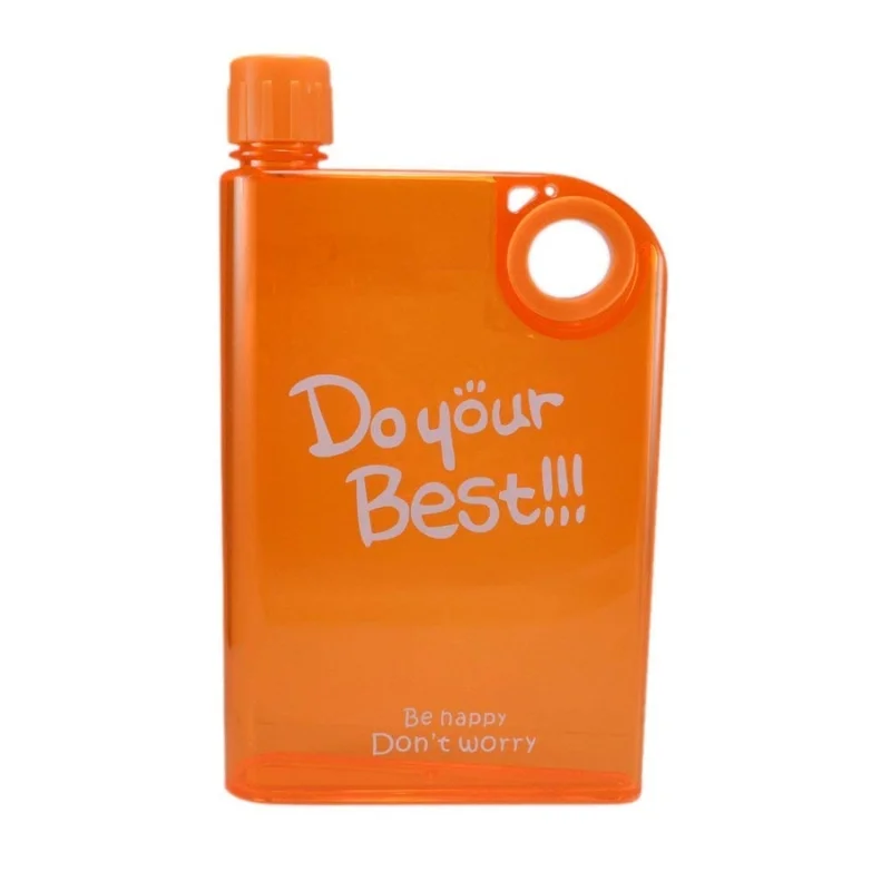 orange ultra slim notebook style water bottle 380ml | portable memo bottle for travel, school & office orange ultra slim notebook style water bottle 380ml | portable memo bottle for travel, school & office