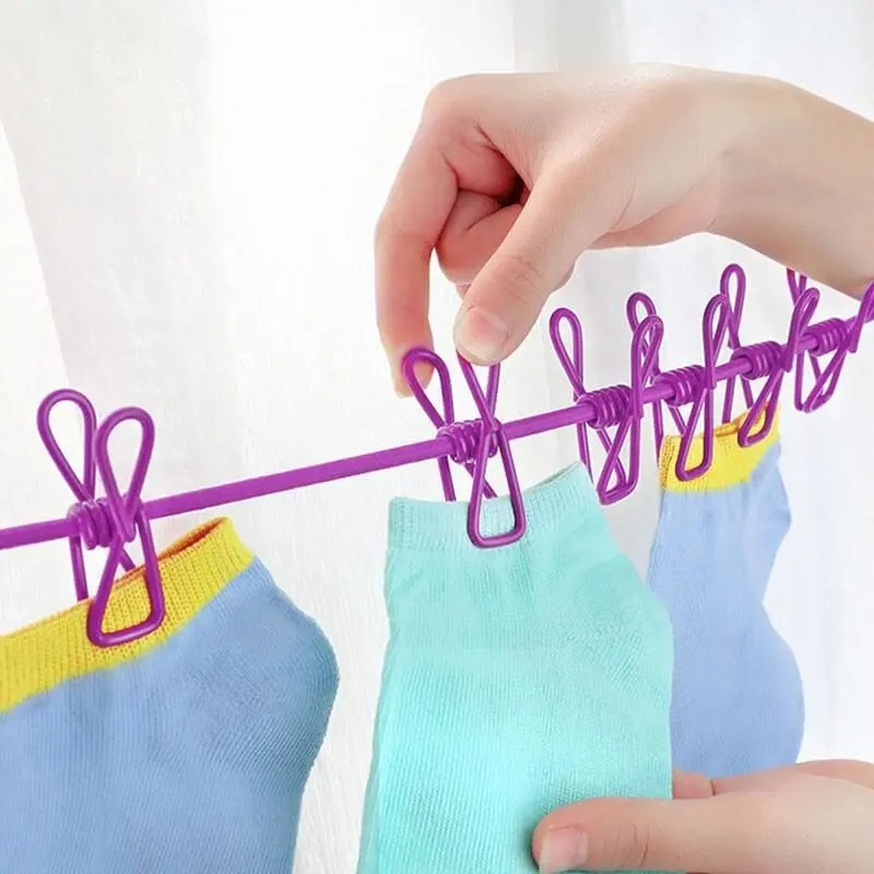 portable drying rope with 12 clips & 2 hooks | travel clothesline for indoor & outdoor use portable drying rope with 12 clips & 2 hooks | travel clothesline for indoor & outdoor use