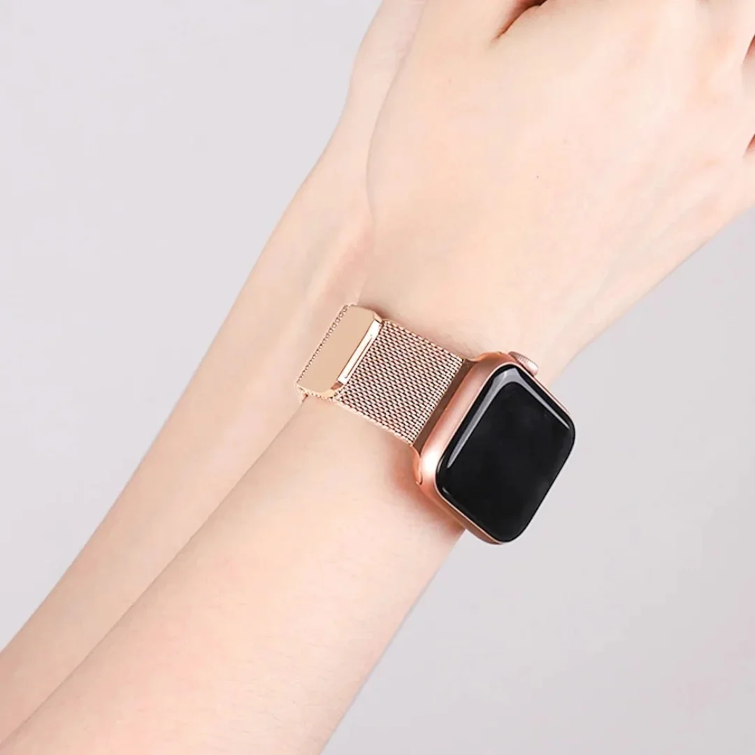 rose pink | apple watch milanese magnetic loop strap | stainless steel band | 42mm / 44mm / 45mm rose pink | apple watch milanese magnetic loop strap | stainless steel band | 42mm / 44mm / 45mm