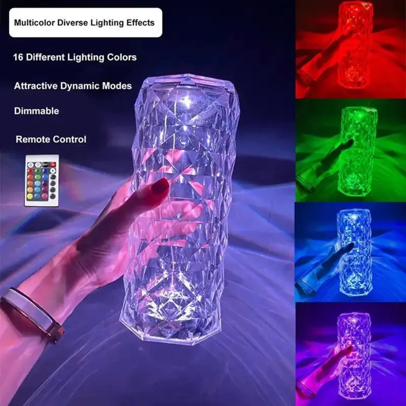 16 colors diamond rose crystal touch lamp | usb rechargeable bedside lamp with remote 16 colors diamond rose crystal touch lamp | usb rechargeable bedside lamp with remote