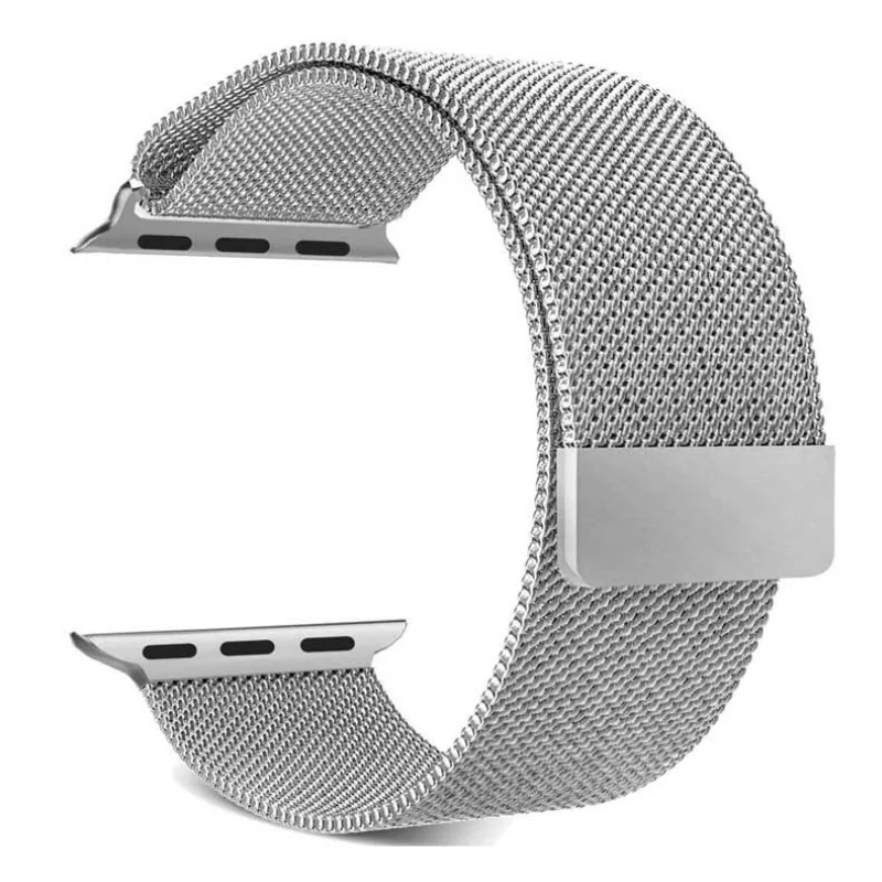 silver | apple watch milanese magnetic loop strap | stainless steel band | 42mm / 44mm / 45mm silver | apple watch milanese magnetic loop strap | stainless steel band | 42mm / 44mm / 45mm