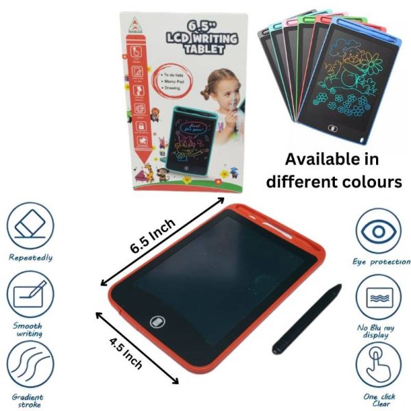 6.5 inch multi color lcd writing tablet | premium quality | random colors | reusable drawing & note taking tool for kids 6.5 inch multi color lcd writing tablet | premium quality | random colors | reusable drawing & note taking tool for kids