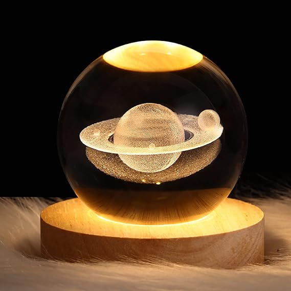 3d galaxy space crystal ball night light with wooden led stand | usb decorative table lamp | random designs 3d galaxy space crystal ball night light with wooden led stand | usb decorative table lamp | random designs