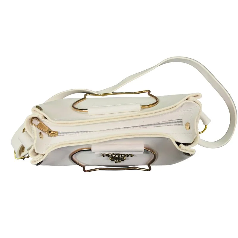 white elegant cat handle handbag for girls & ladies | stylish shoulder & crossbody bag with gold accents | adjustable strap white elegant cat handle handbag for girls & ladies | stylish shoulder & crossbody bag with gold accents | adjustable strap