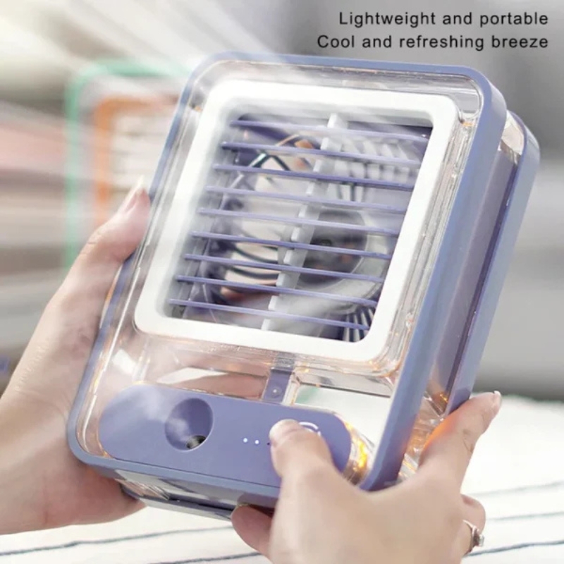 portable usb air cooler fan – 3 speed, mist spray, rechargeable | random color portable usb air cooler fan – 3 speed, mist spray, rechargeable | random color