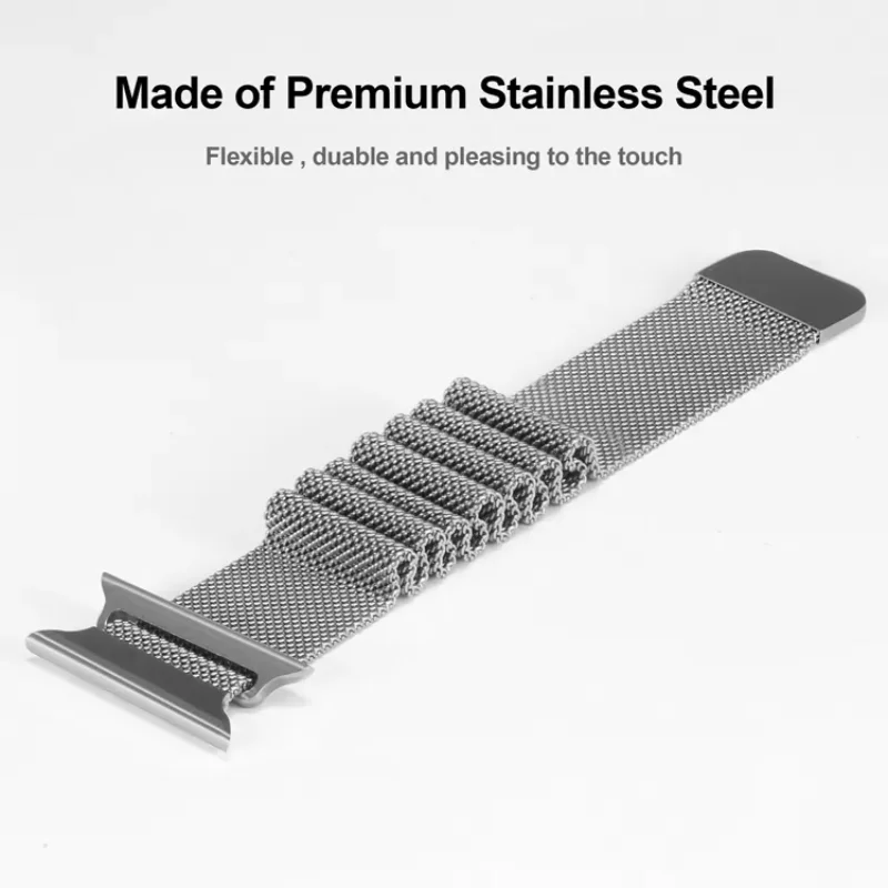 silver | apple watch milanese magnetic loop strap | stainless steel band | 42mm / 44mm / 45mm silver | apple watch milanese magnetic loop strap | stainless steel band | 42mm / 44mm / 45mm