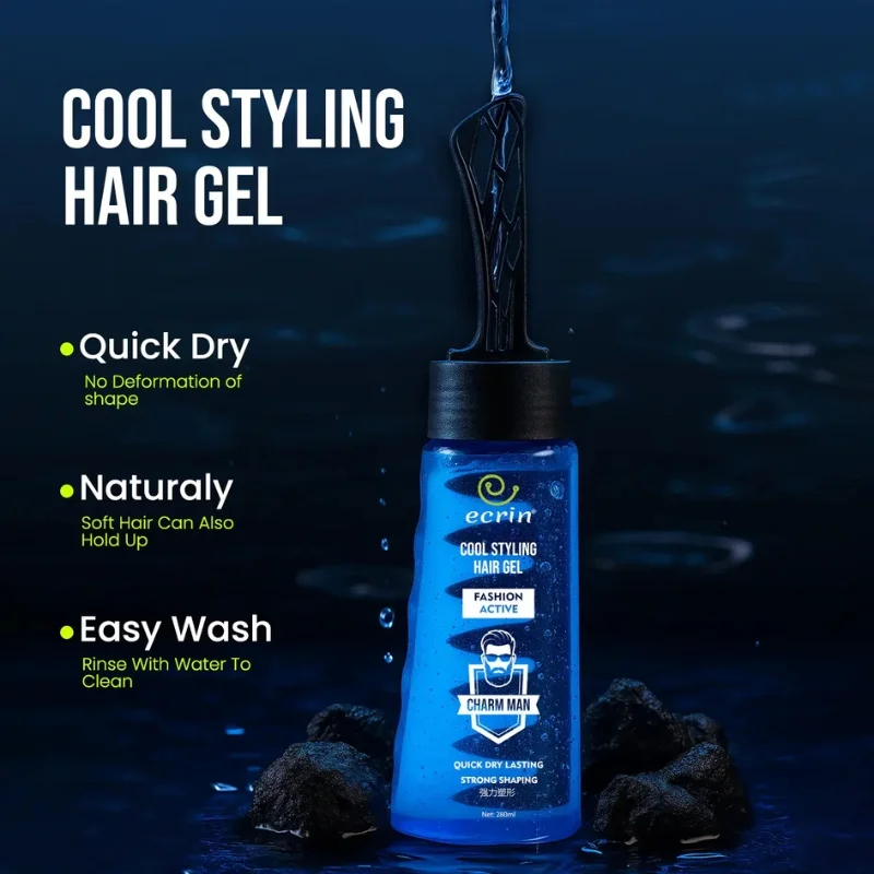 ecrin cool styling hair gel 280ml with active collagen strong hold & cool fresh effect ecrin cool styling hair gel 280ml with active collagen strong hold & cool fresh effect