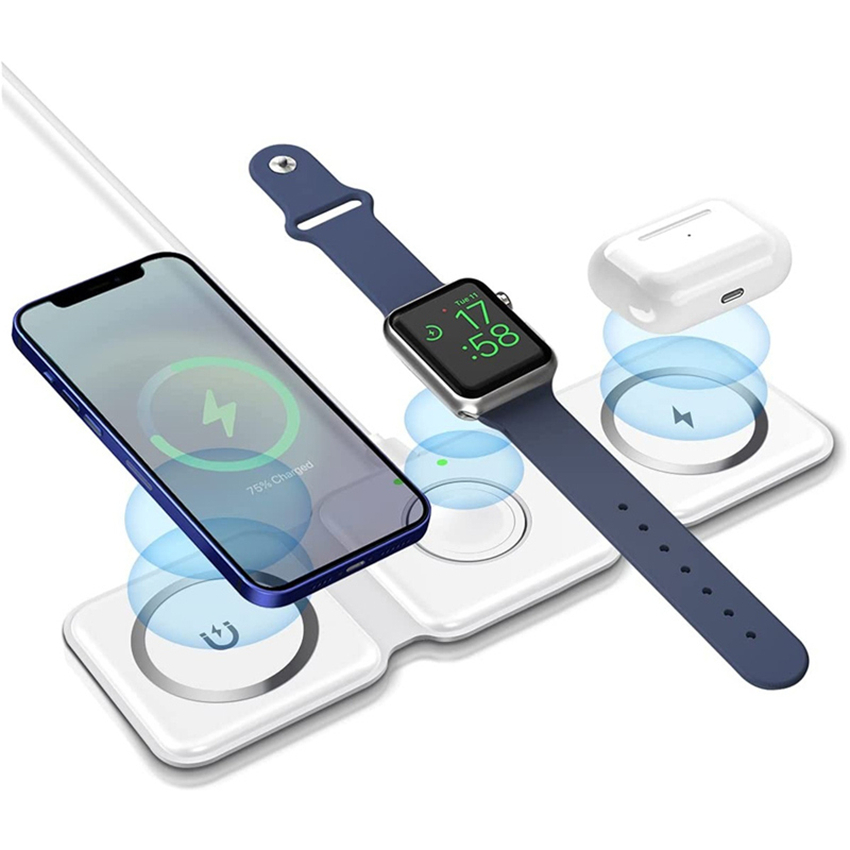3 in 1 foldable magnetic wireless charger 15w charging station for iphone apple watch and airpods 3 in 1 foldable magnetic wireless charger 15w charging station for iphone apple watch and airpods