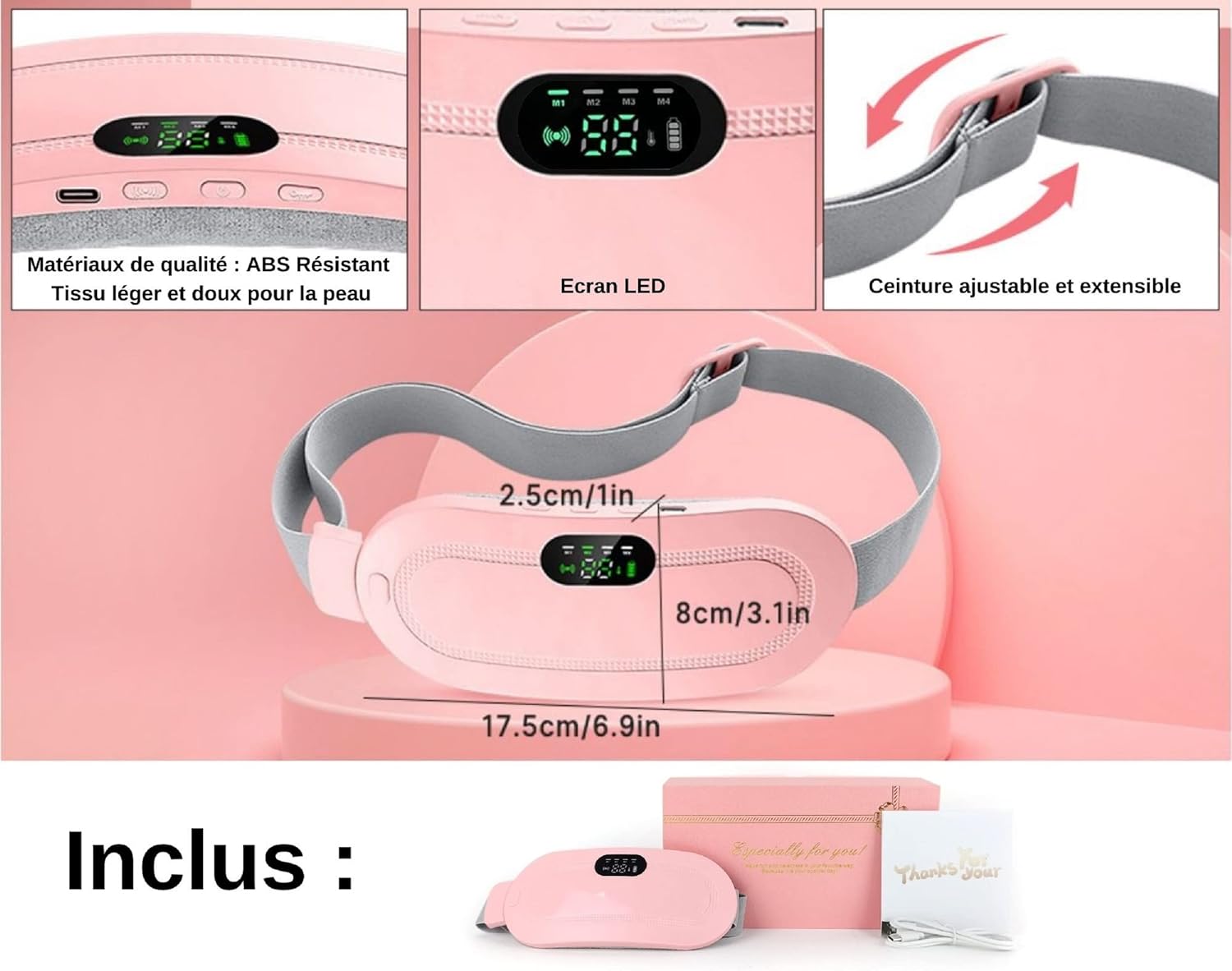digital period heating pad & vibrating belt | 3 heat levels, 4 massage modes | fast relief for menstrual cramps digital period heating pad & vibrating belt | 3 heat levels, 4 massage modes | fast relief for menstrual cramps
