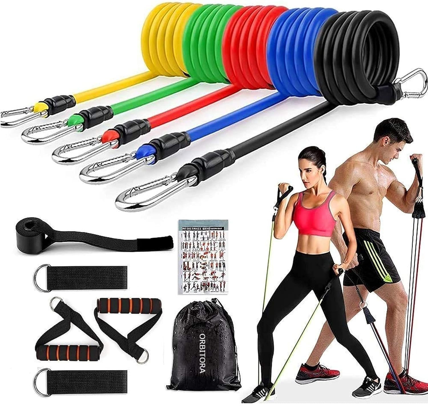 gym belt with box | 5 in 1 power exercise resistance band set | adjustable fitness equipment for all gym belt with box | 5 in 1 power exercise resistance band set | adjustable fitness equipment for all