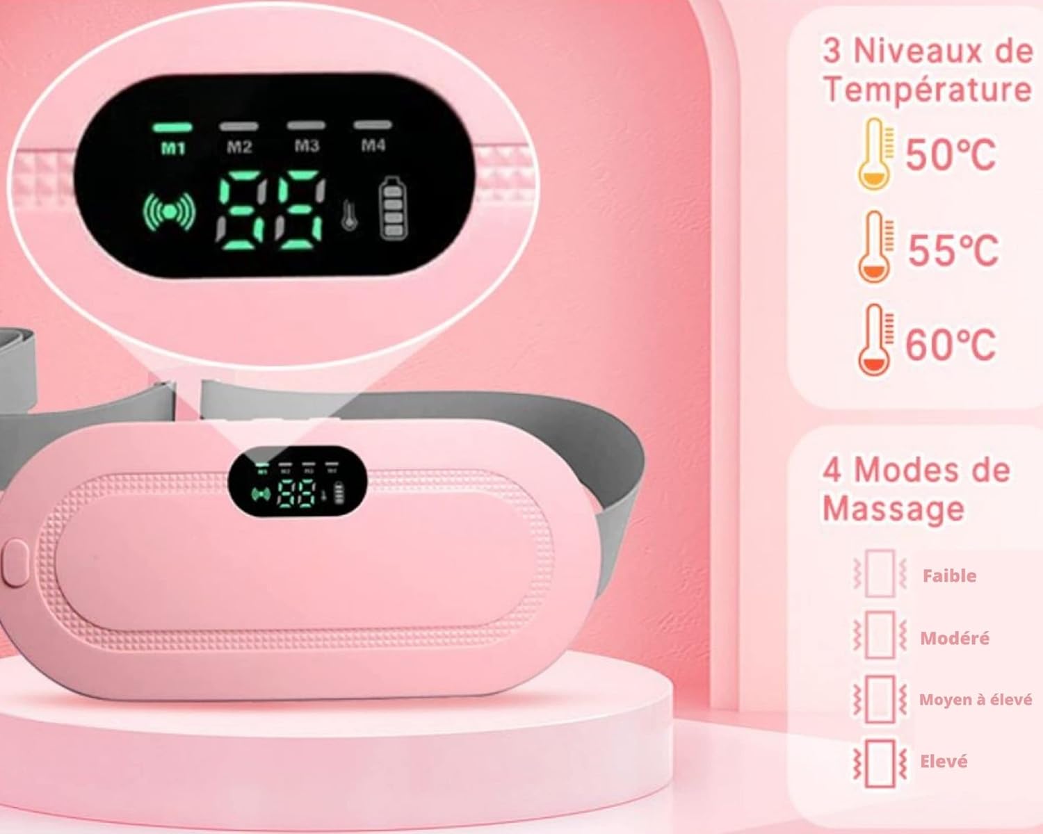 digital period heating pad & vibrating belt | 3 heat levels, 4 massage modes | fast relief for menstrual cramps digital period heating pad & vibrating belt | 3 heat levels, 4 massage modes | fast relief for menstrual cramps