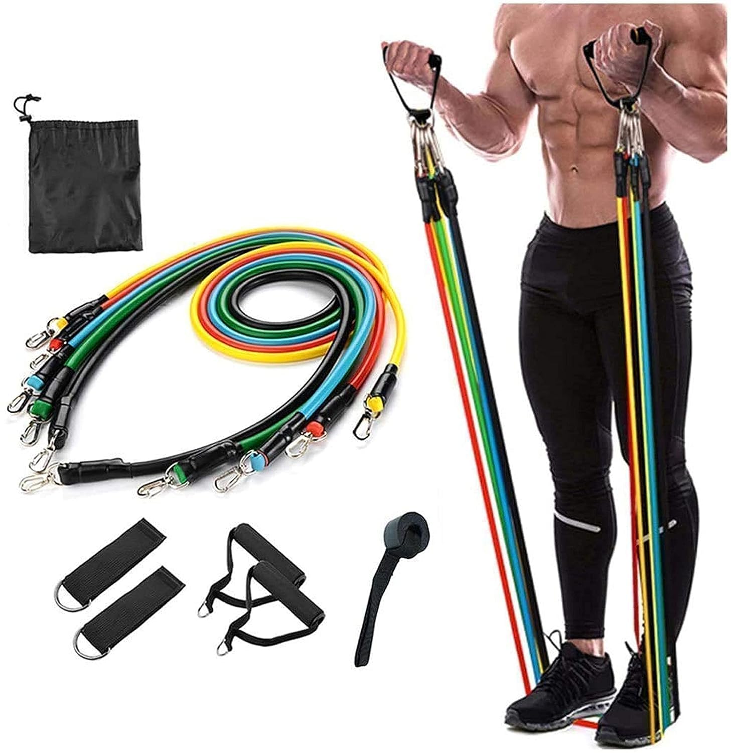 gym belt with box | 5 in 1 power exercise resistance band set | adjustable fitness equipment for all gym belt with box | 5 in 1 power exercise resistance band set | adjustable fitness equipment for all