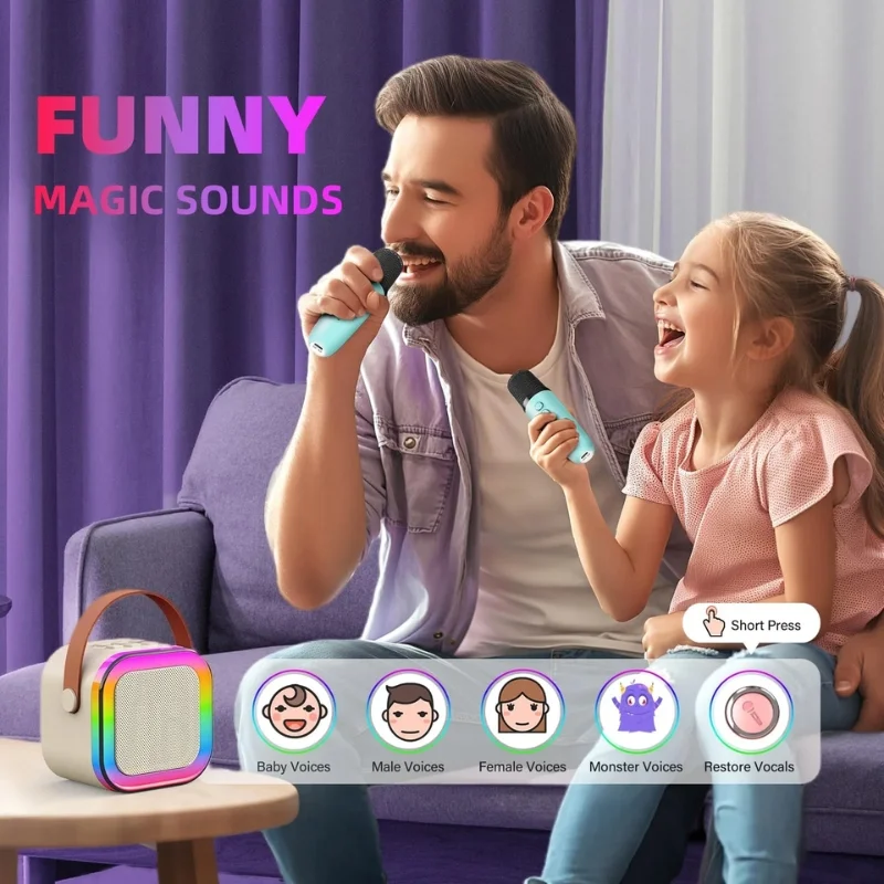 Karaoke Portable Wireless Bluetooth Speaker with Microphone Sound System for Singing and Parties (Random Color)
